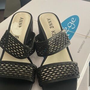Anne Klein Black and Cream Women's Sandals
